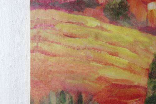 Unsigned - Decorative Art - Village Scene - Print with Oil