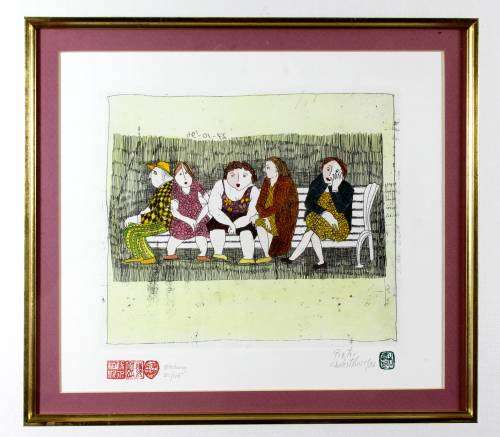 Pieter van der Westhuizen - Op Bankie in Parkie - A Gorgeous Etching - Bid now!! *Free courier!