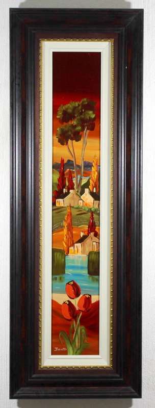 Jana du Toit - Farm scene with tulips 1 - Stunning large work! - Low price, bid now!