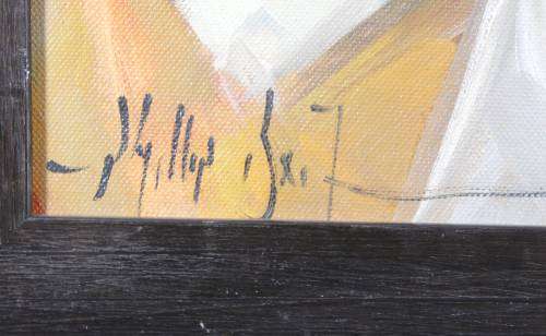 Phillip Britz - Sad clown with white face - A stunning painting!! Low price, act fast and bid now!