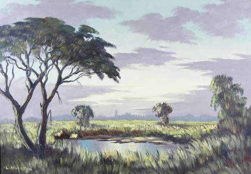 L Albertyn - Sonsondergang naby Bloemfontein