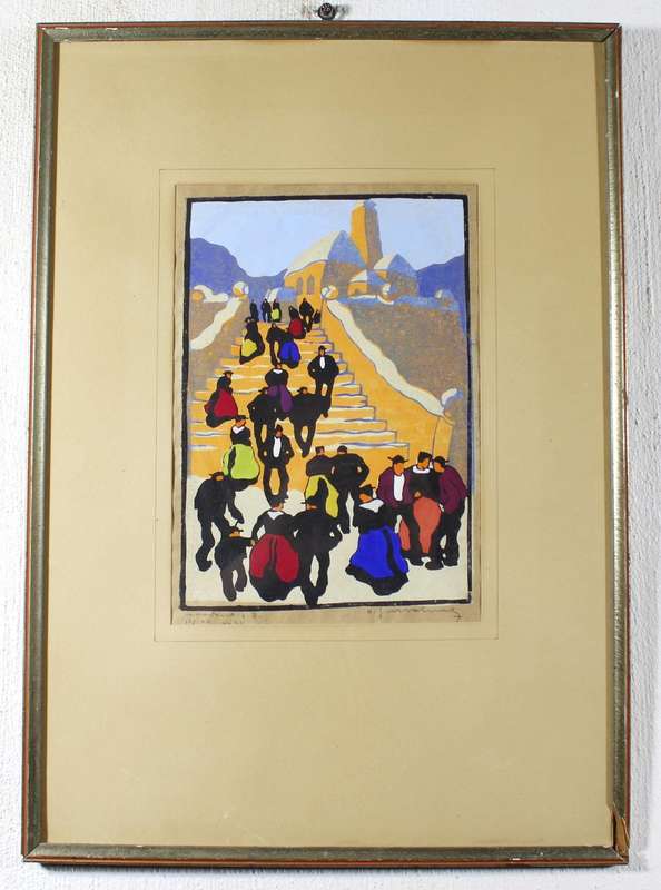 Israeli scene - Figures on the steps