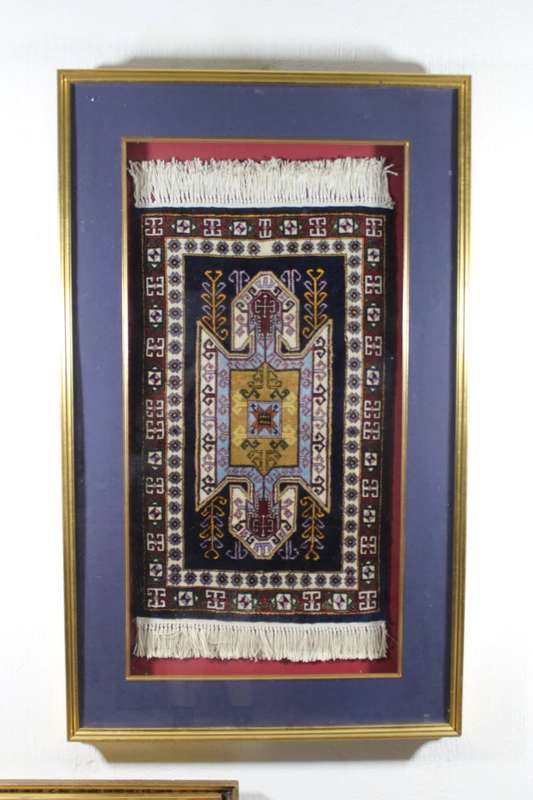Framed prayer rug