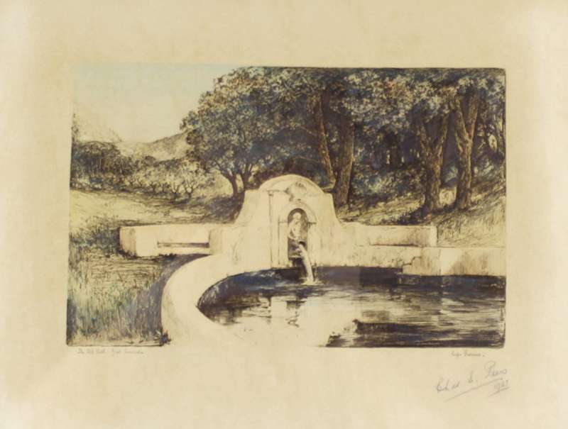 Chas Peerce - The old bath, Groot Constantia - Vintage etching 1927 - What a beauty!! Bid now!