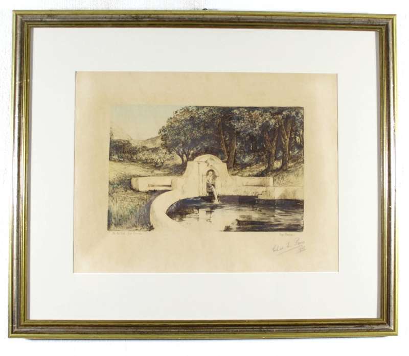 Chas Peerce - The old bath, Groot Constantia - Vintage etching 1927 - What a beauty!! Bid now!