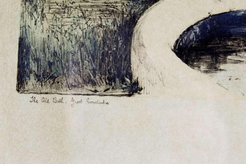 Chas Peerce - The old bath, Groot Constantia - Vintage etching 1927 - What a beauty!! Bid now!
