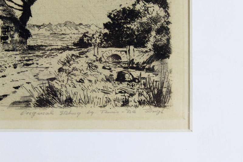 After Tinus de Jongh - Homestead Cape Flats - A beautiful etching!! Bid now!