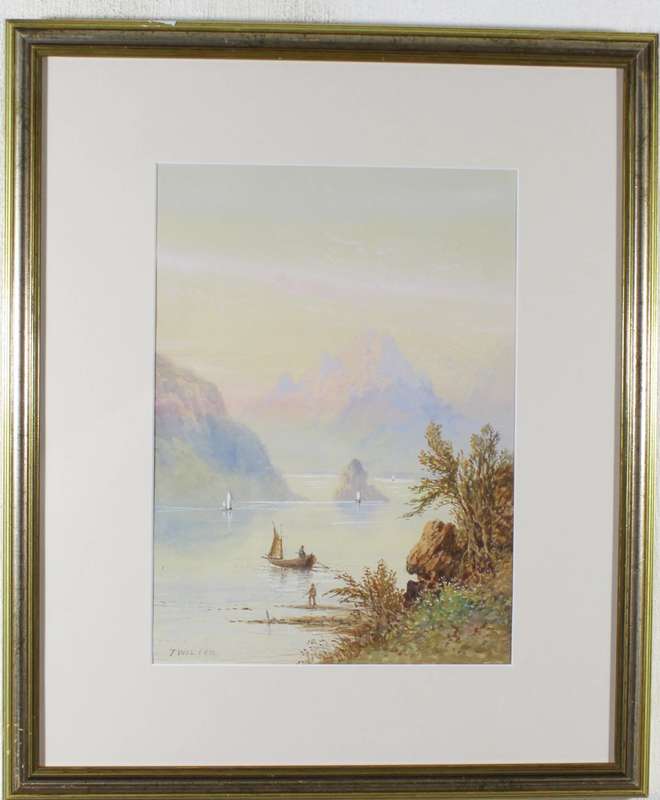 T Wilson - Lake scene with sailboat