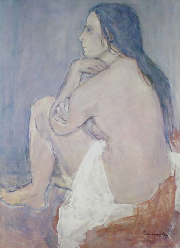 Jean Welz - Sitting model with white cloth