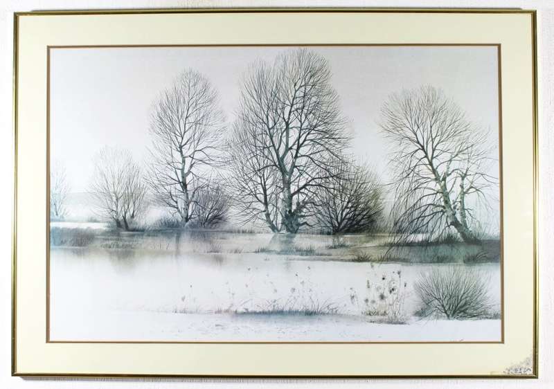 Indistinctly signed - Lake scene print