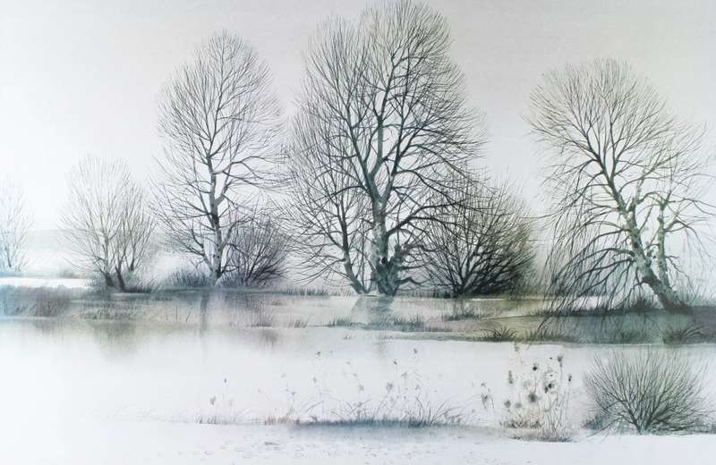 Indistinctly signed - Lake scene print
