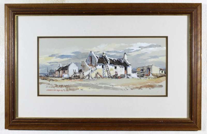 Johnnie de Kock - Cape Dutch houses - A beautiful painting!! - Bid now!!