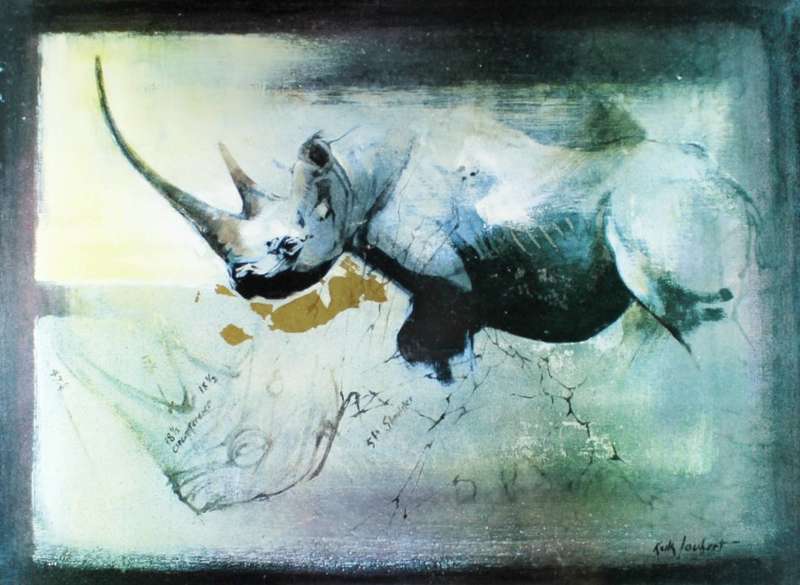 Keith Joubert - Limited edition lithoprint - The Black Rhinoceros