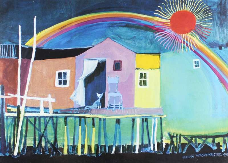 Rosina Wachtmeister - Cat and a rainbow - A beautiful piece!! Bid now!