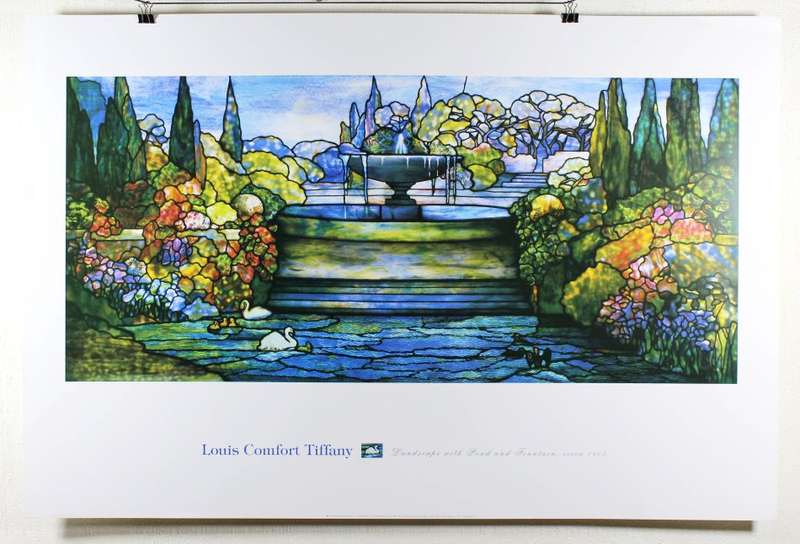 Poster - Louis Comfort Tiffany - Landscape with Pond and Fountain