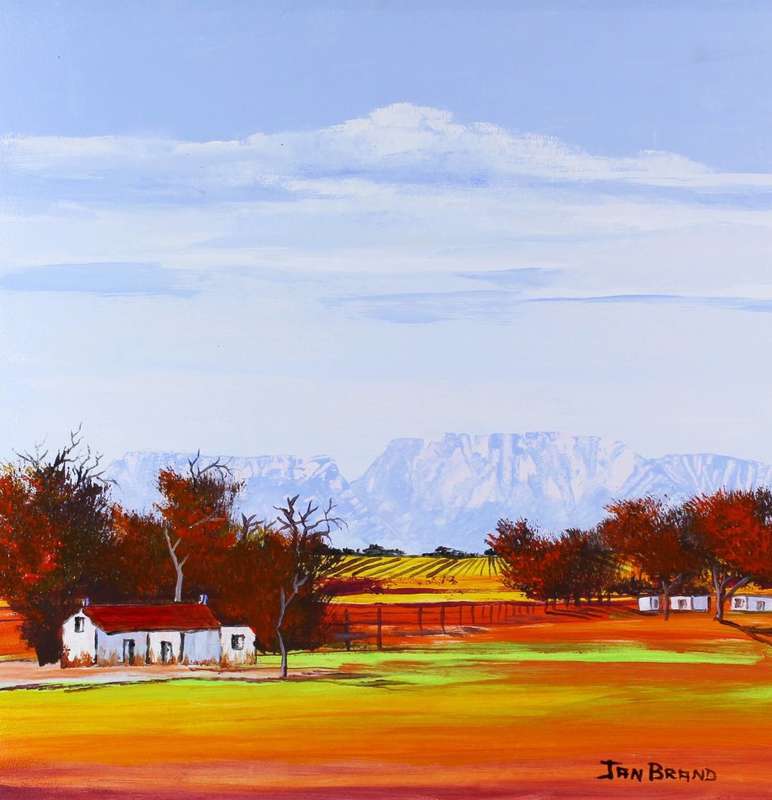 Jan Brand - Farm house with mountains - Magnificent art!! - Bid now!