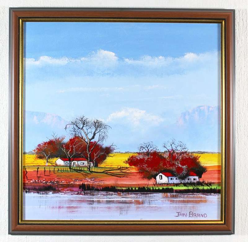 Jan Brand - Farmhouses at the river - Magnificent art!! - Bid now!