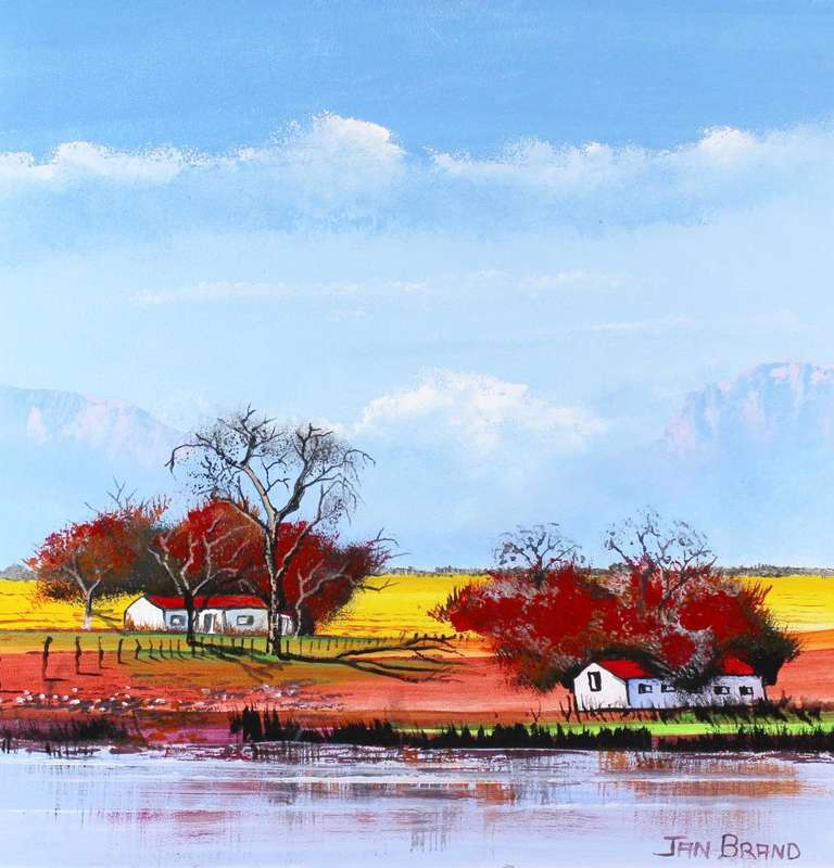 Jan Brand - Farmhouses at the river - Magnificent art!! - Bid now!
