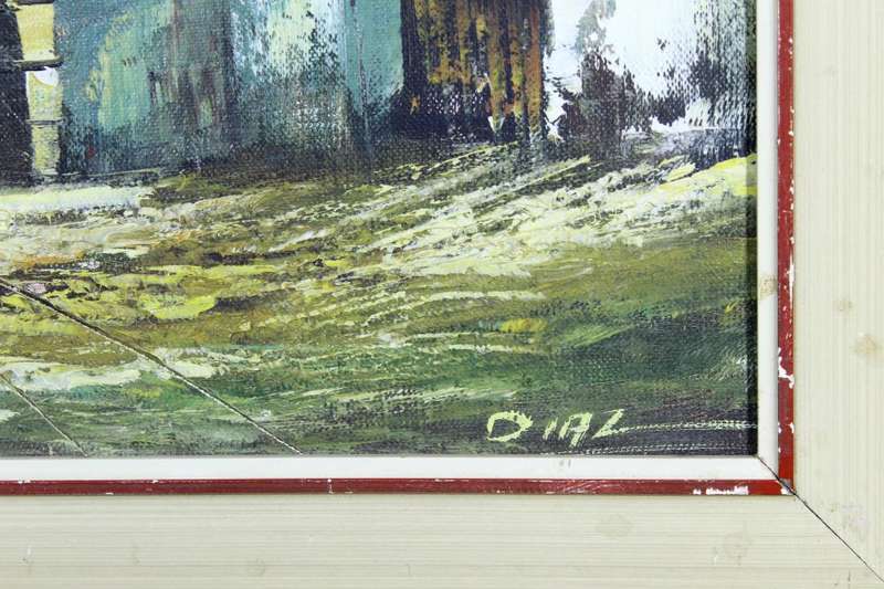 Diaz - European street scene - Oil on board