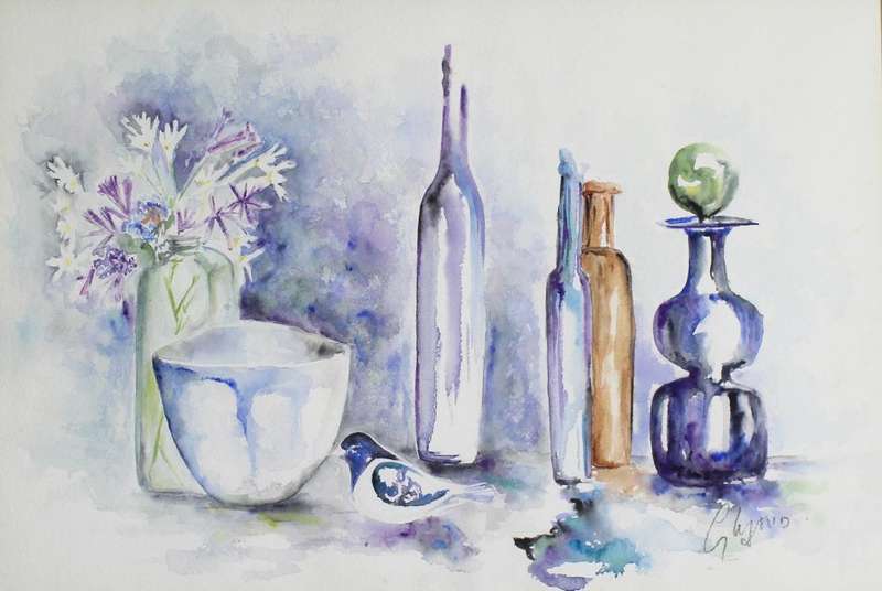 Purple bottles - Watercolor