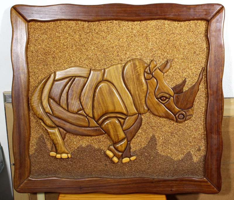 S Oosthuizen - Wooden rhino mural