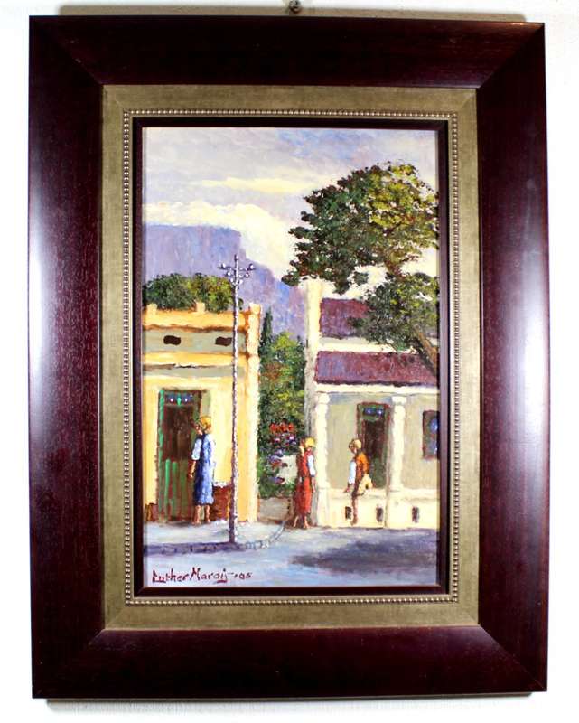 Luther Marais - Street scene with view of Table Mountain