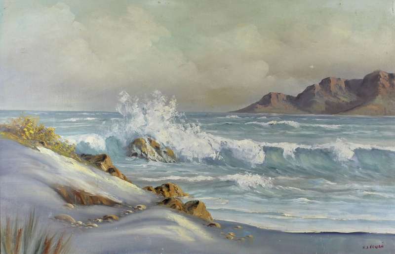 KJ Faure - Seascape - A lovely painting!! Bid now!!