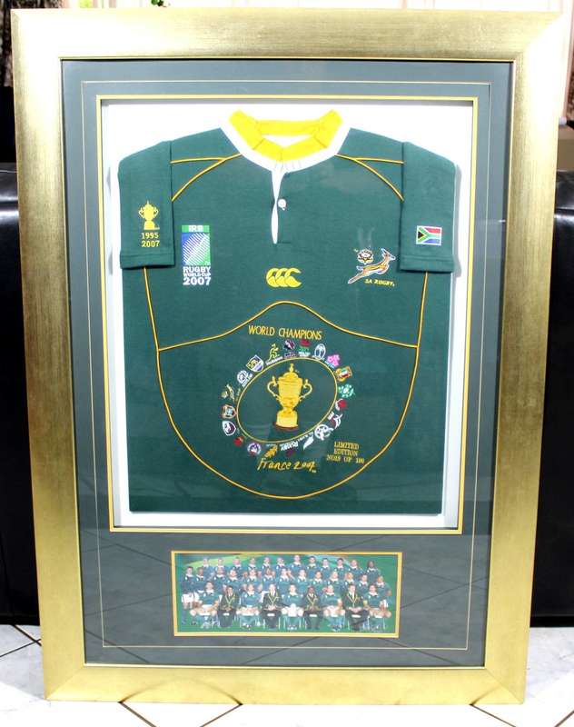 Framed Springbok Rugby Jersey - France 2007 - Limited edition of 100