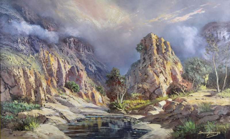 Johann Bonthuys - Mountain rock pool - A magnificent painting - Bid now!! *Free courier!!