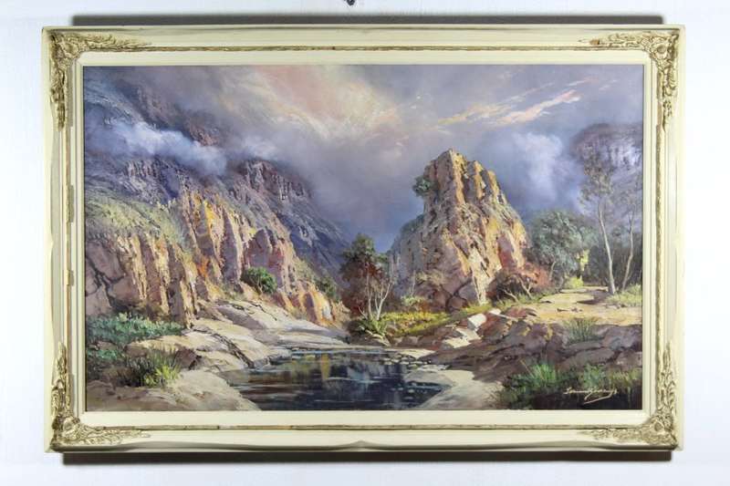 Johann Bonthuys - Mountain rock pool - A magnificent painting - Bid now!! *Free courier!!
