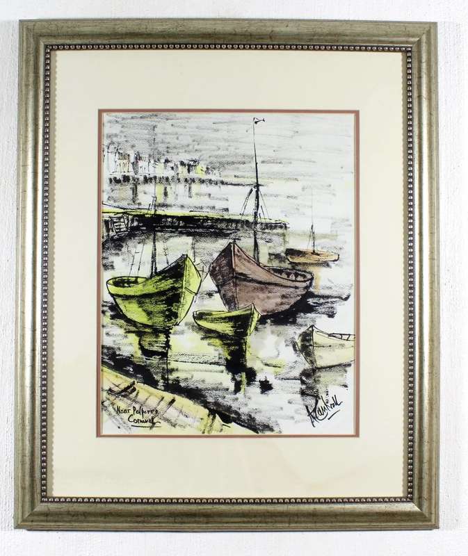 Arthur Cantrell - Boats in the harbor - Near Polperro