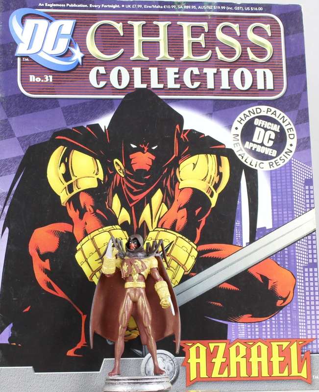 DC Chess Collection - Hand Painted Metallic Resin - Azrael + Book - Bid Now!