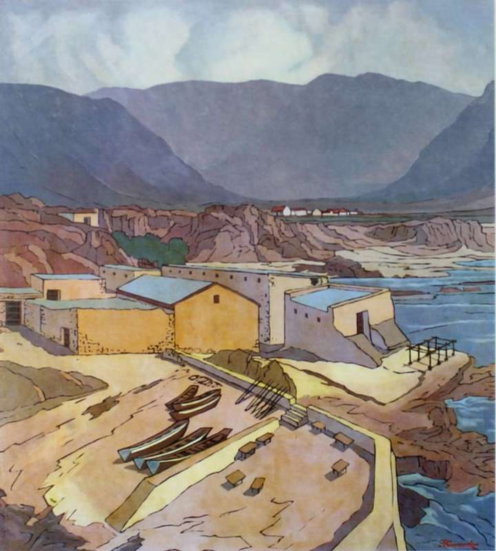 Pierneef - Station Panel - Hermanus, Cape Province - Iconic scene - A beautiful print!! Bid now!