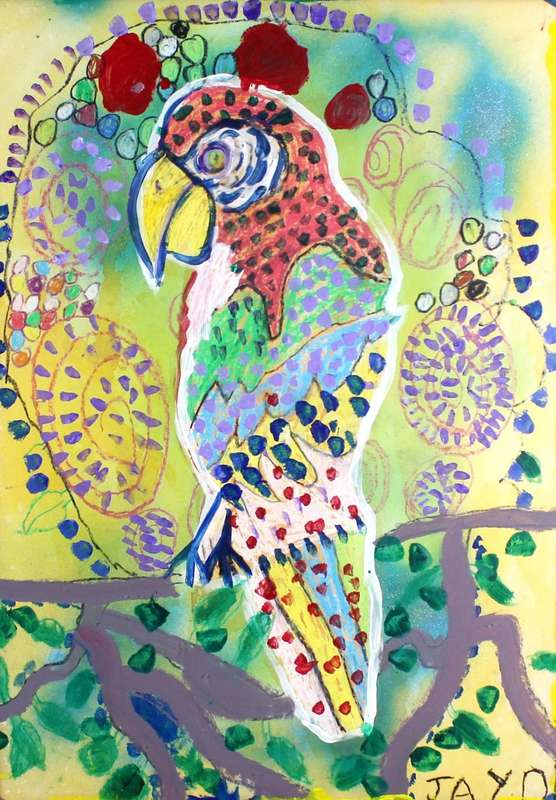 JAYO - Parrot - Mixed media painting