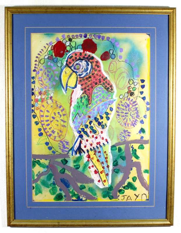 JAYO - Parrot - Mixed media painting