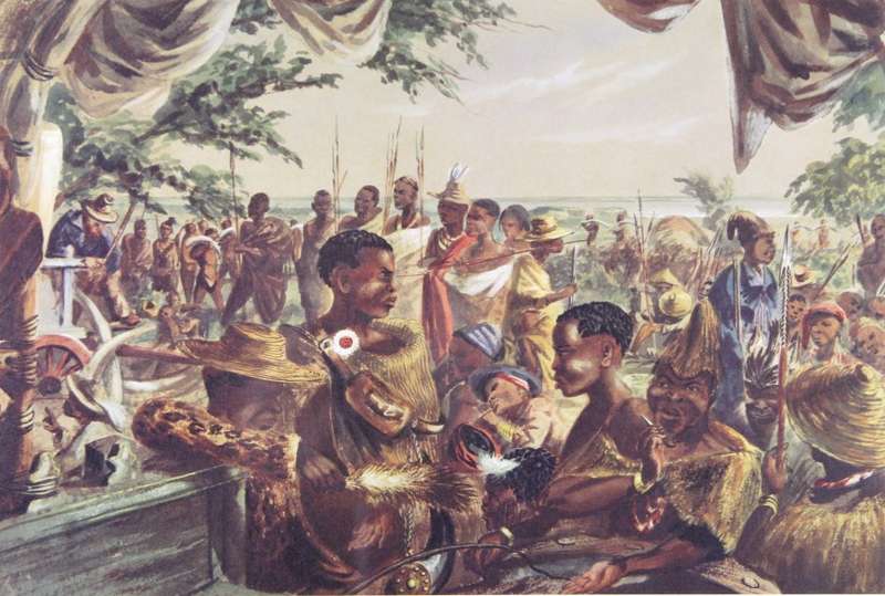 Thomas Baines - A Chief bringing ivory to sell