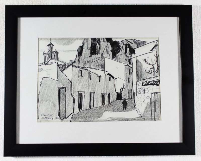 Alfred Krenz - Street scene (Finestrat) - Investment art!! Magnificent! - Bid now!