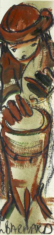 Lynette Barnard - Abstract figure beating a drum - A beautiful painting!! Bid now!!