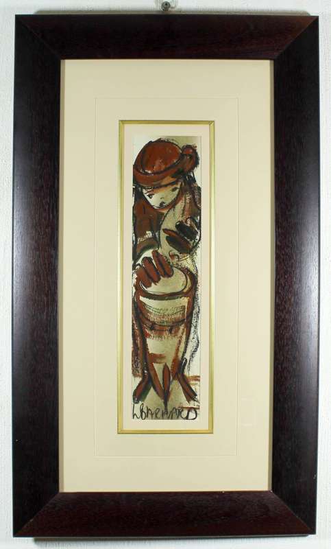 Lynette Barnard - Abstract figure beating a drum - A beautiful painting!! Bid now!!