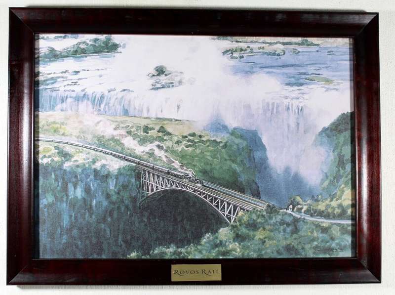 David Hall Green - Train crossing the bridge with waterfall