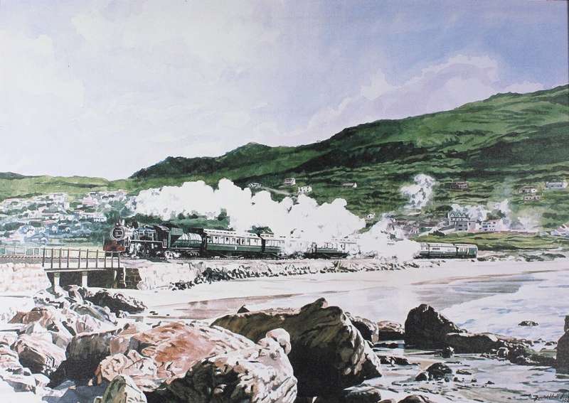 David Hall Green - Train next to the beach