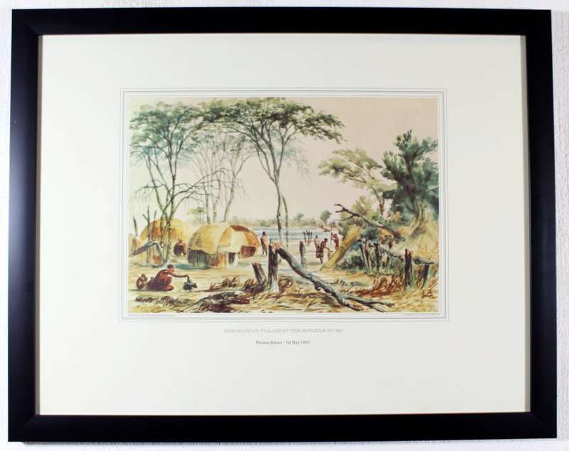 Thomas Baines - Samaganga`s village on the Botletle River