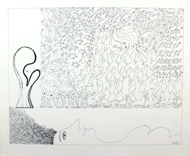 Walter Battiss - Hair and birds