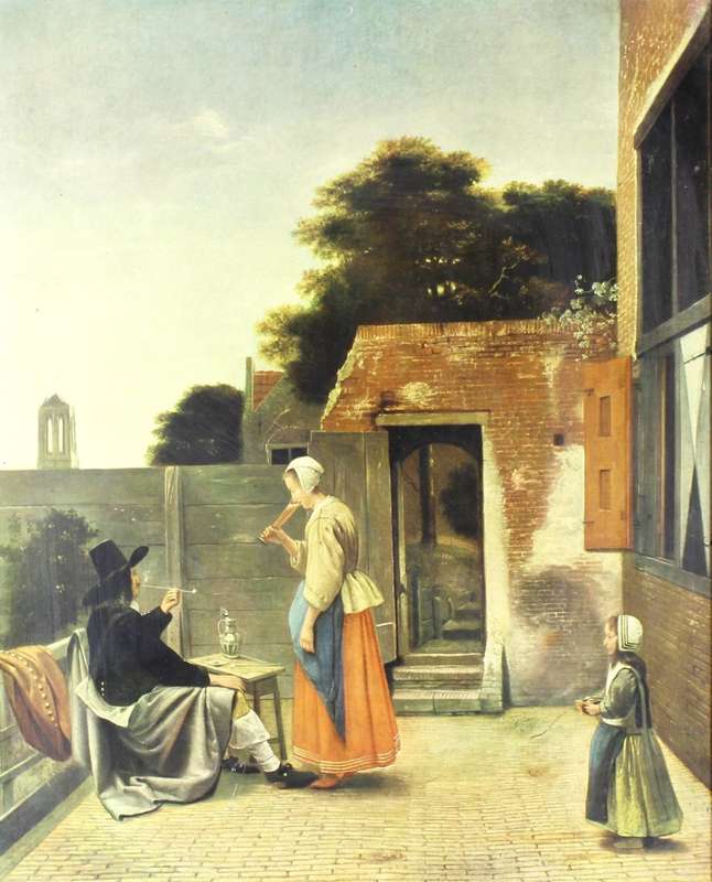 Pieter de Hooch - Print of a man smoking and a woman drinking
