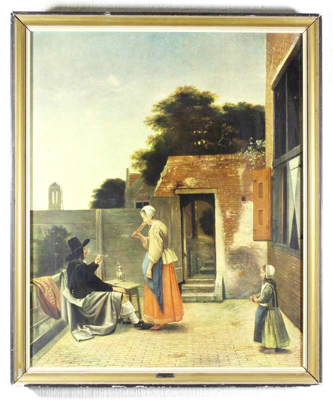 Pieter de Hooch - Print of a man smoking and a woman drinking