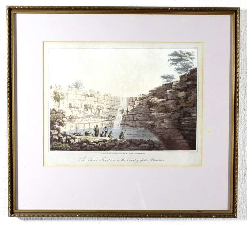 William Burchell - Rock fountain - Hand colored etching - A beauty! - Bid now!
