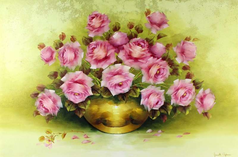 Jeanette Dykman - Still life pink roses