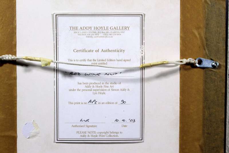 Simon Addy - Red Wine Nut - A limited edition print - With COA