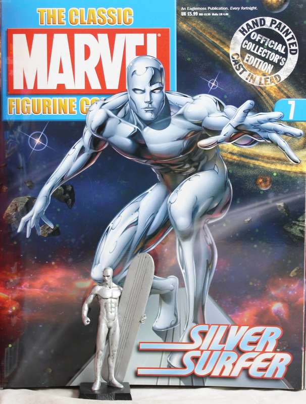 Classic Marvel Collection - Lead, hand painted figurine with book - Silver Surfer - #7 - Bid Now!