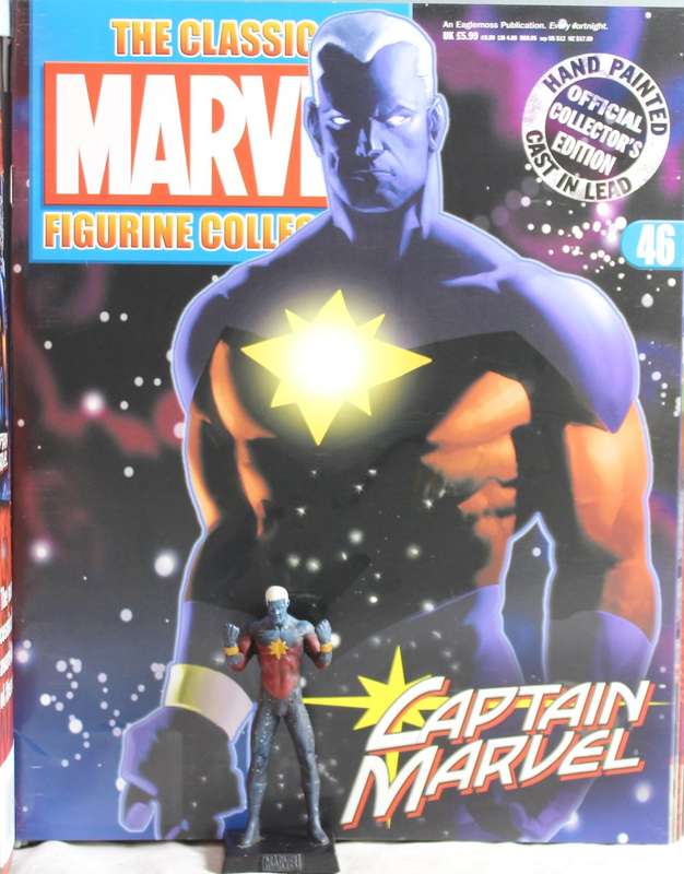 Classic Marvel collection - lead, hand painted figurine with book - Captain Marvel